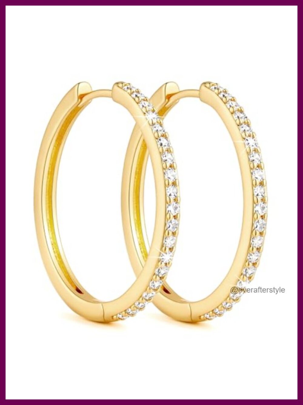 14K Gold Plated Hoop Earrings for Women with Cubic Zirconia
